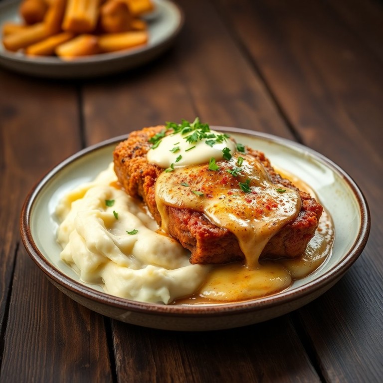 Bife à Parmegiana com Purê de Batata 